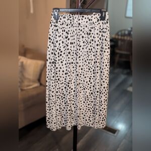 SHEIN Cream Midi Skirt with Black Spot Print